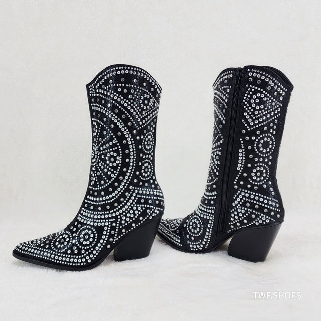 Country Scandal Studs Rhinestones Decked Out Western Cowgirl Boots - Totally Wicked Footwear