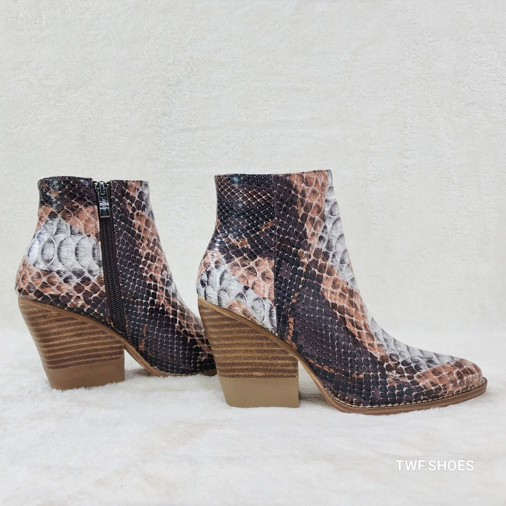 Autumn Colorful Multi Snake Country Western Cowgirl Ankle Boots Booties - Totally Wicked Footwear