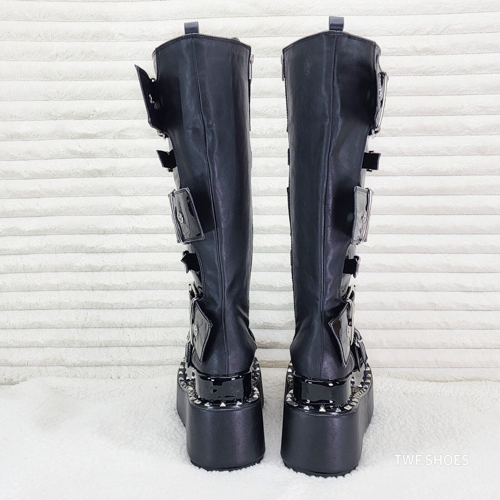 Bear 512 Metal Claw Spiked Platform Punk Goth Knee Boots Patent Matte Finish - Totally Wicked Footwear