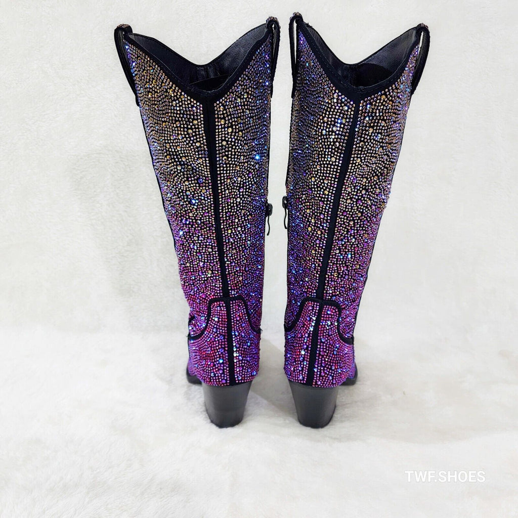 Wild Ones Glamour Cowboy Purple Multi Ombre Rhinestone Cowgirl Boots - Totally Wicked Footwear