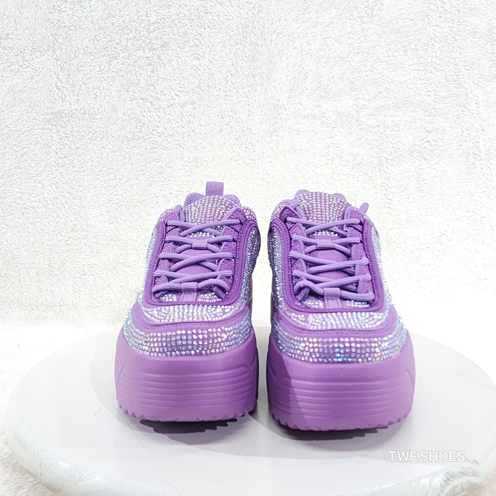 Cush Baby 2 Lilac Purple Rhinestone Platform Sneakers - Totally Wicked Footwear