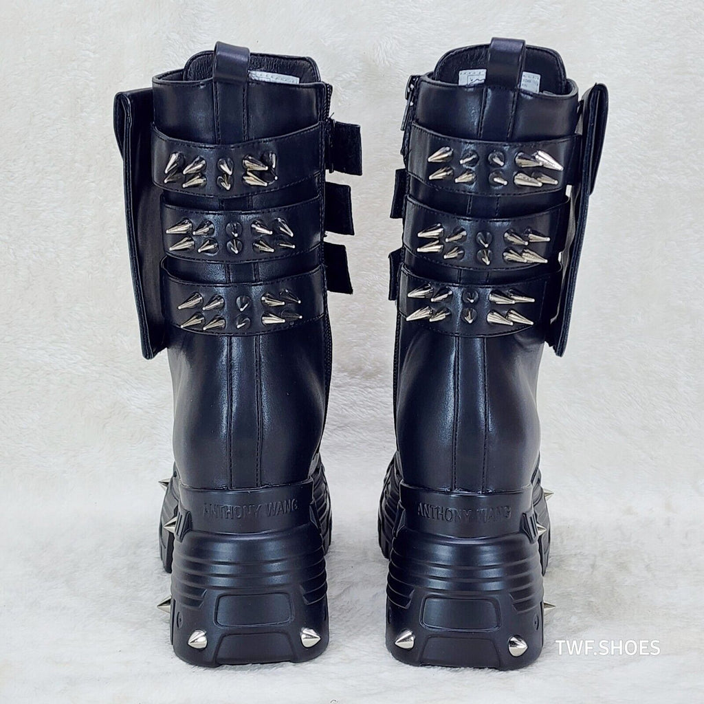 Anthony Wang Blackest Night Cyber Punk Goth Mid Calf Platform Boots - Totally Wicked Footwear