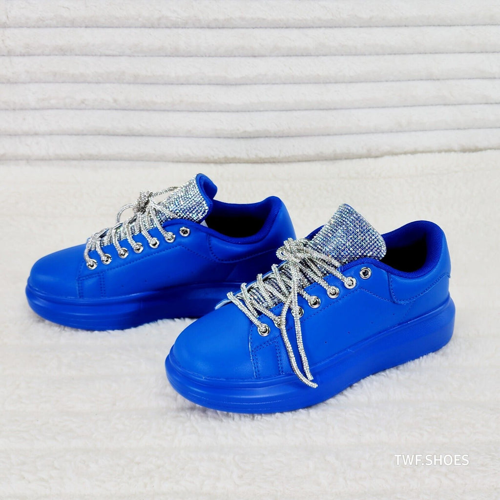 Comfy Cush 4 Brilliant Blue Rhinestone Fashion Sneakers Tennis Shoes - Totally Wicked Footwear