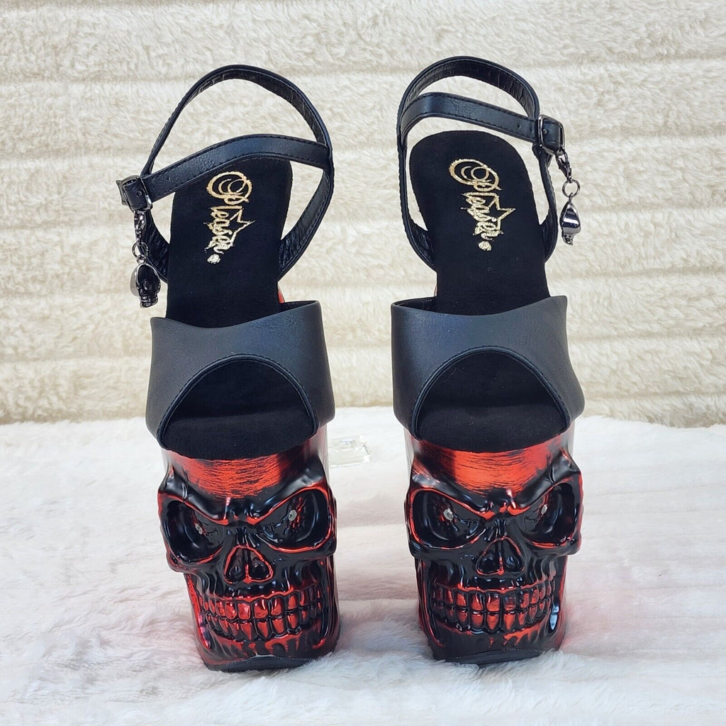 Rapture Black Matte Red Skull & Bones LED 8" High Heel Platform Shoes 5-10 NY - Totally Wicked Footwear