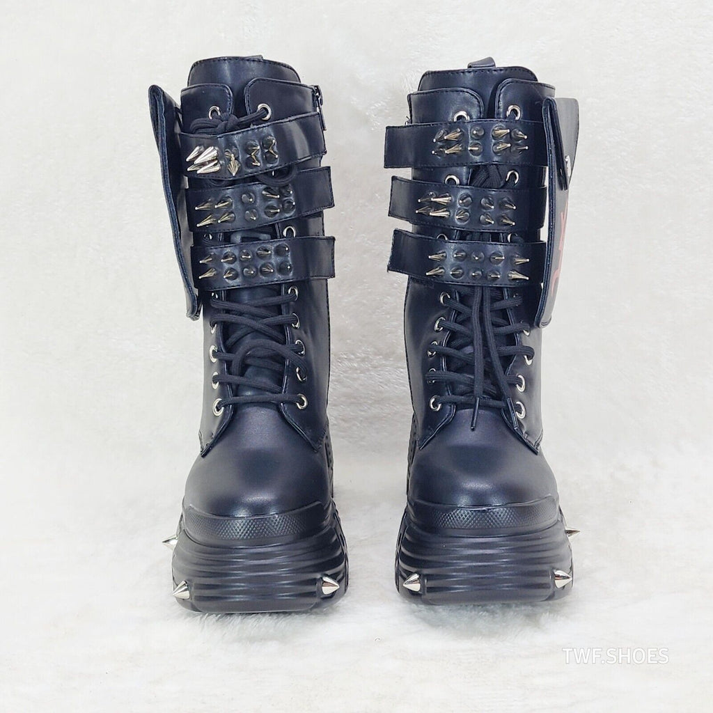 Anthony Wang Blackest Night Cyber Punk Goth Mid Calf Platform Boots - Totally Wicked Footwear