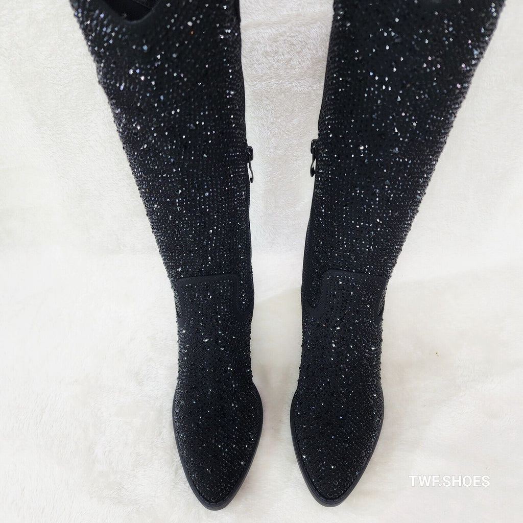 Wild One Glamour Black Rhinestone Glam Glitter Country Western Cowgirl Boots - Totally Wicked Footwear