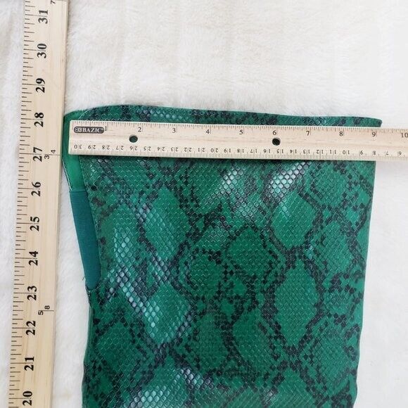 Brand New Bad Girlz Green Snake Wide Top Thigh High Heel Boots - Totally Wicked Footwear