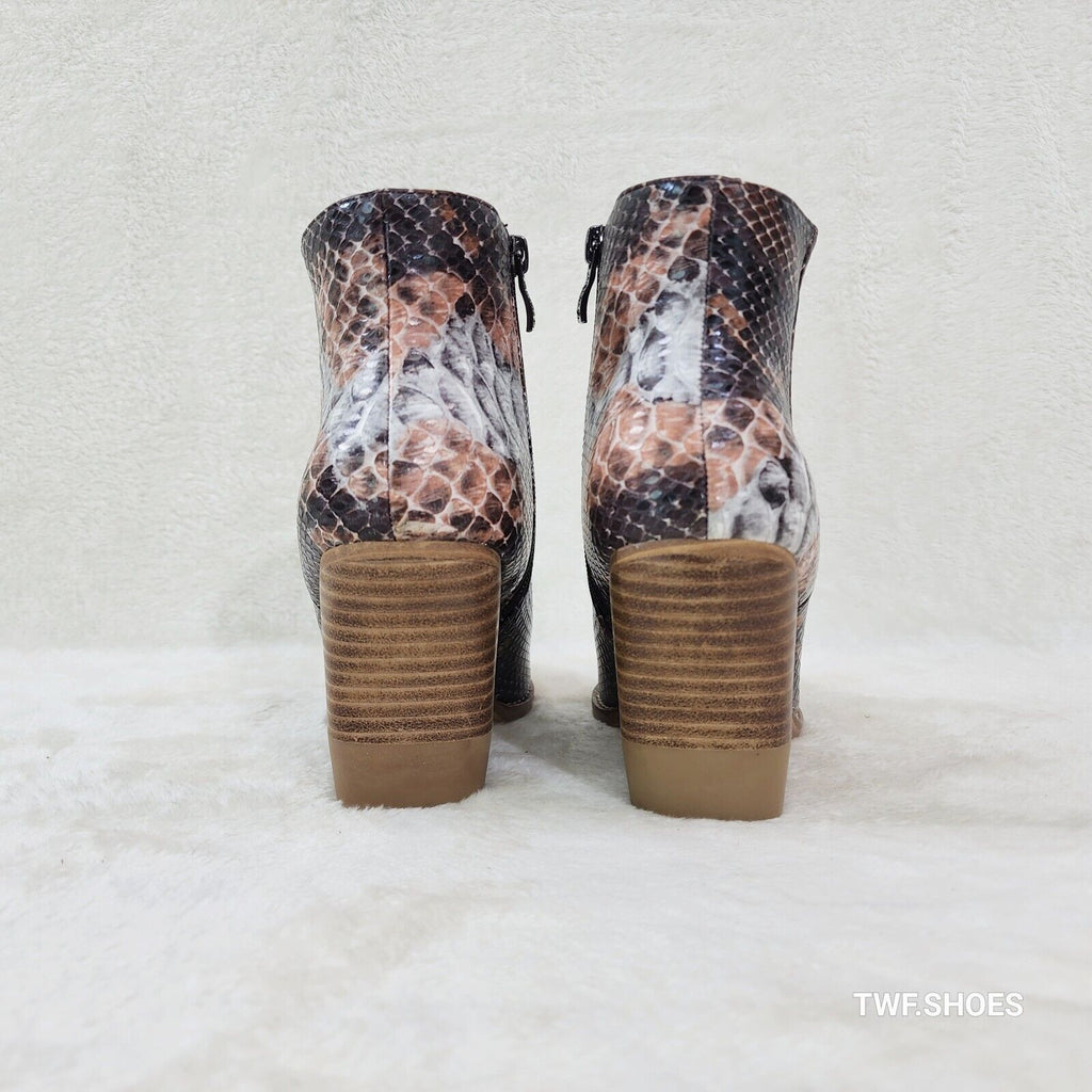 Autumn Colorful Multi Snake Country Western Cowgirl Ankle Boots Booties - Totally Wicked Footwear