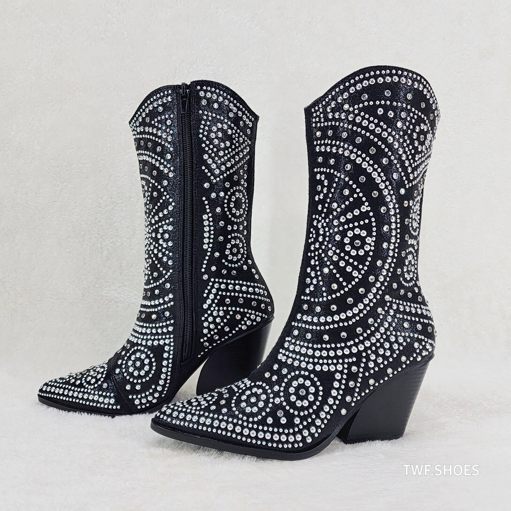 Country Scandal Studs Rhinestones Decked Out Western Cowgirl Boots - Totally Wicked Footwear