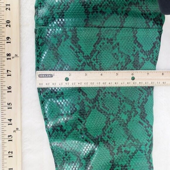 Brand New Bad Girlz Green Snake Wide Top Thigh High Heel Boots - Totally Wicked Footwear