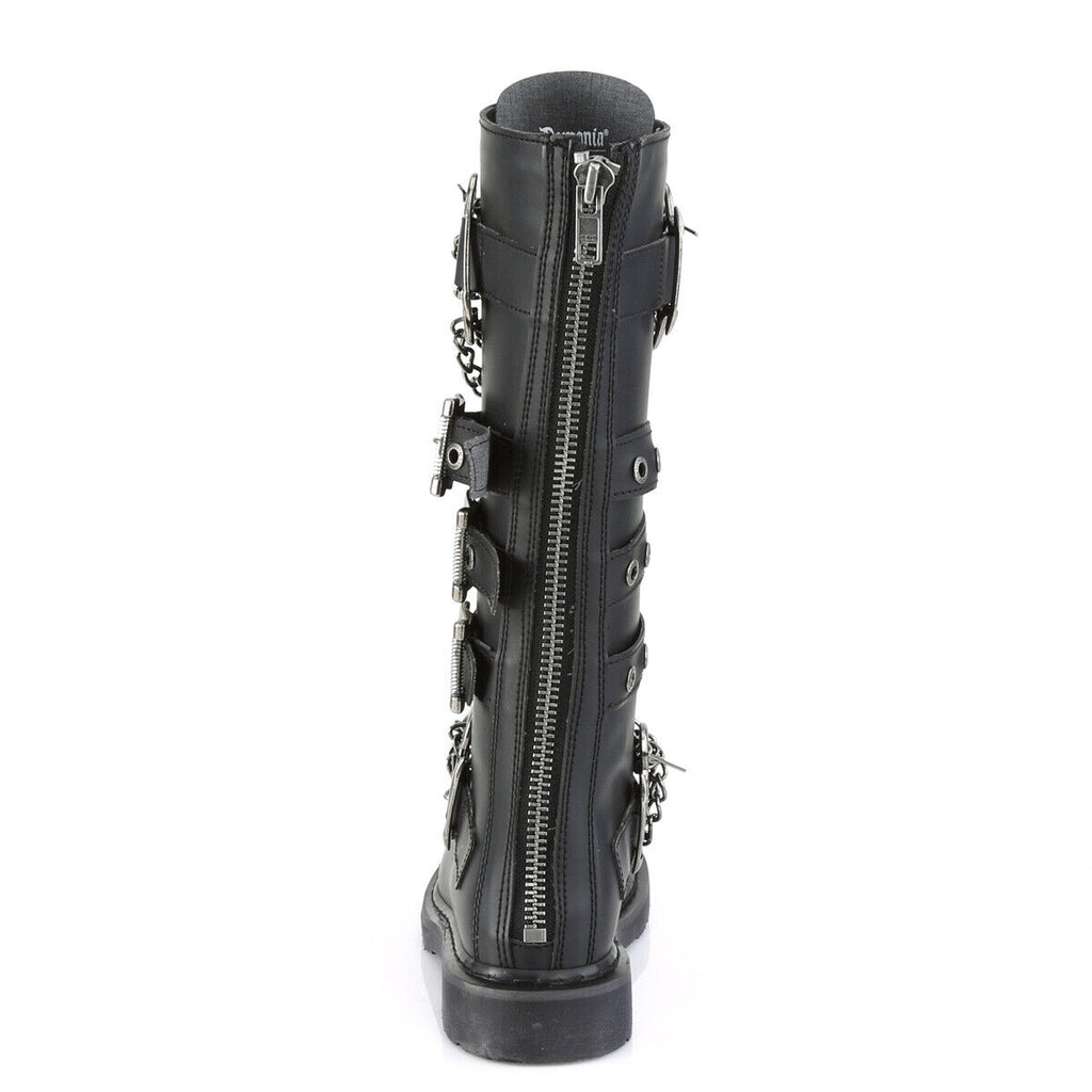 Bolt 450Goth Combat Biker Knee Boots Black Matte Men Sizes IN HOUSE NY DEMONIA - Totally Wicked Footwear