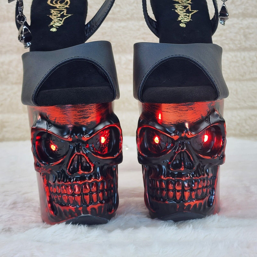 Rapture Black Matte Red Skull & Bones LED 8" High Heel Platform Shoes 5-10 NY - Totally Wicked Footwear