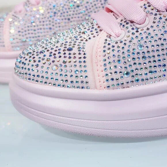 Cush Baby Light Pink Rhinestone Sneakers Tennis Shoes - Totally Wicked Footwear