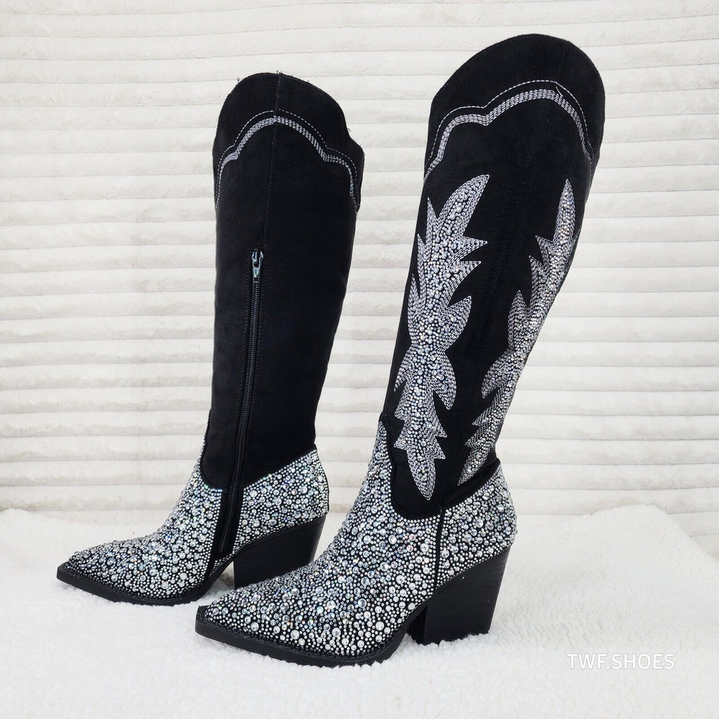 Cape Robbin Anniston Black With Rhinestones Glamour Western Cowgirl Boots - Totally Wicked Footwear