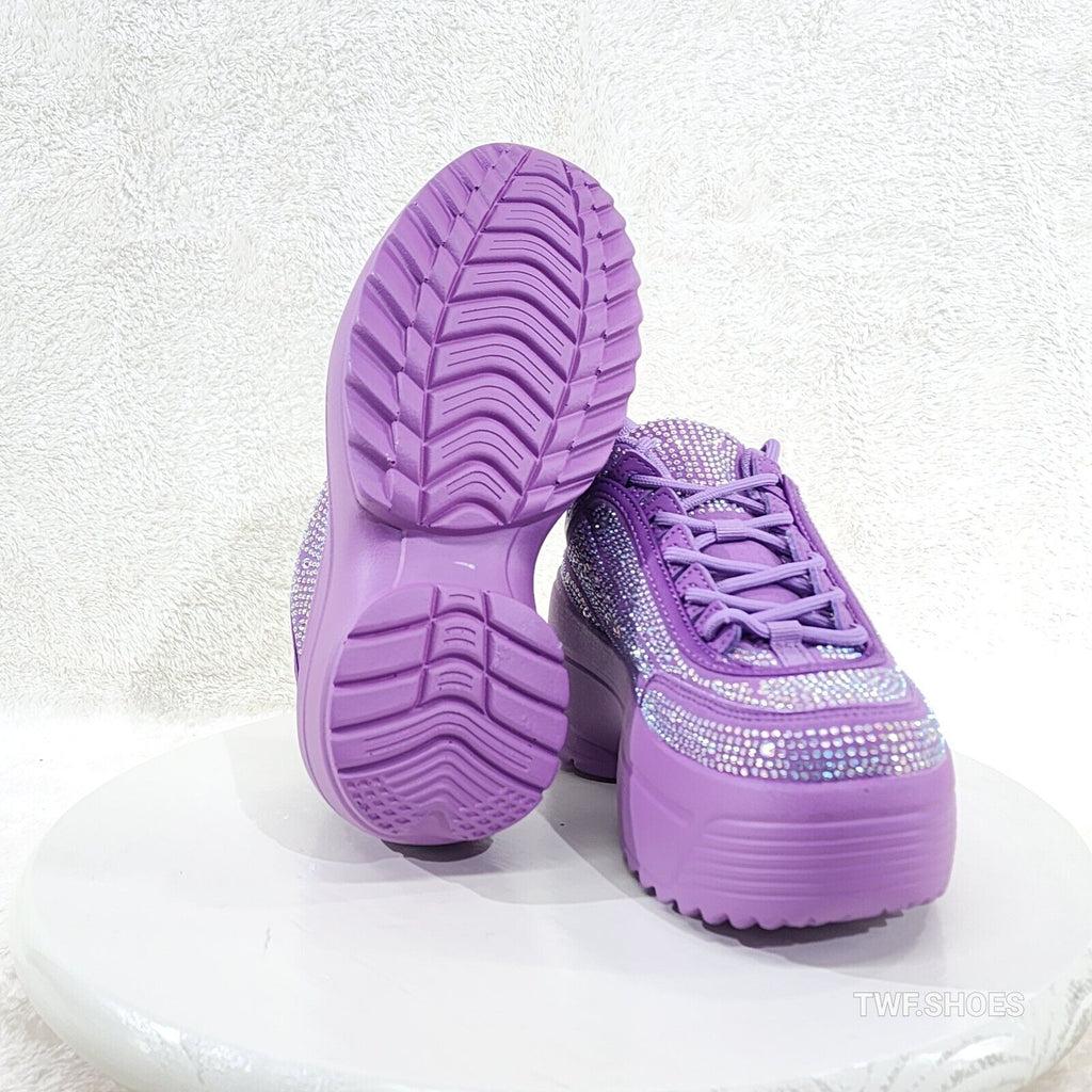 Cush Baby 2 Lilac Purple Rhinestone Platform Sneakers - Totally Wicked Footwear