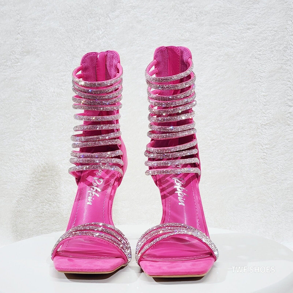 Sparked Closed Back Rhinestone Rope Strap Open Square Toe Evening Heels Shoes - Totally Wicked Footwear