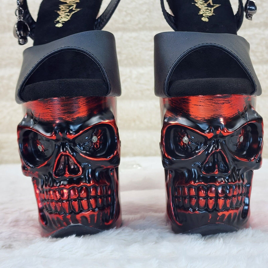 Rapture Black Matte Red Skull & Bones LED 8" High Heel Platform Shoes 5-10 NY - Totally Wicked Footwear