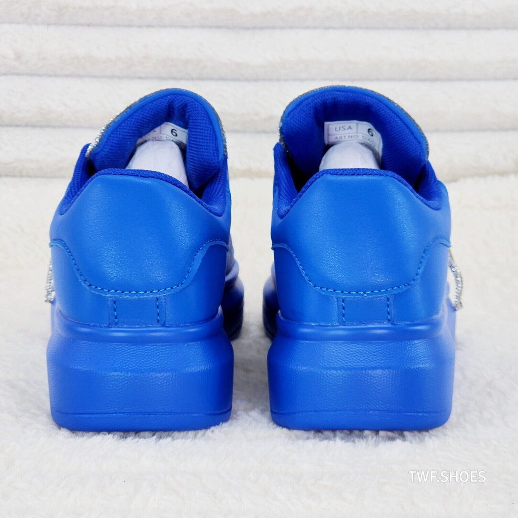 Comfy Cush 4 Brilliant Blue Rhinestone Fashion Sneakers Tennis Shoes - Totally Wicked Footwear