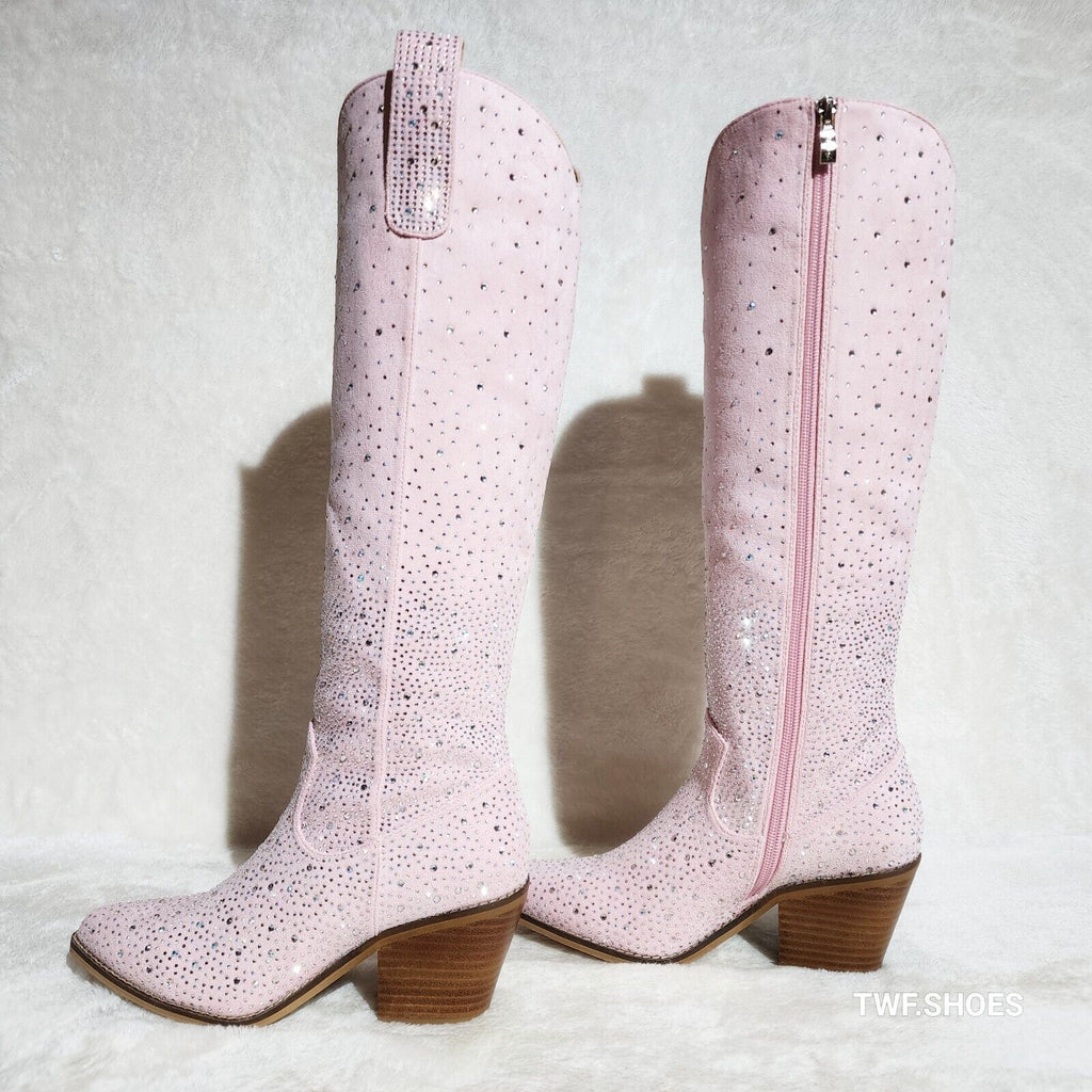 Wild Ones Glamour Cowboy Baby Light Pink Silver Rhinestone Cowgirl Boots - Totally Wicked Footwear