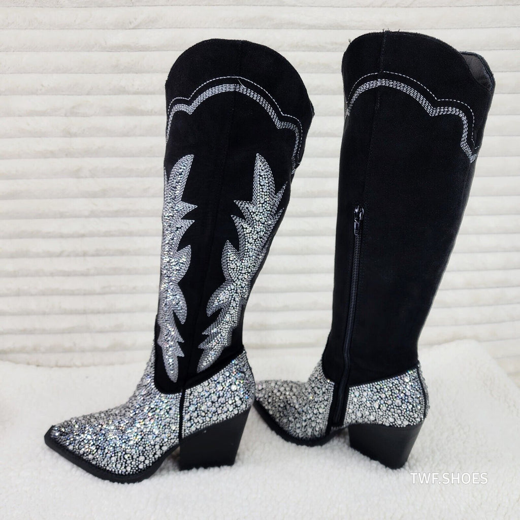 Cape Robbin Anniston Black With Rhinestones Glamour Western Cowgirl Boots - Totally Wicked Footwear