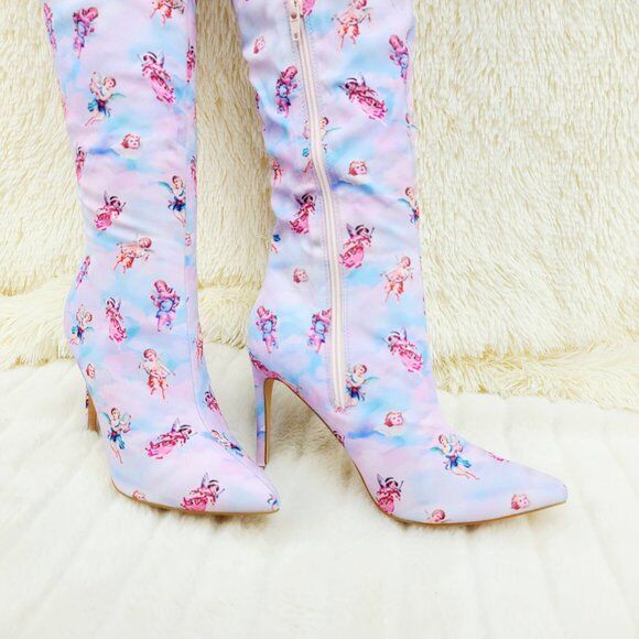 Angel Charub Tie Dye Thigh High Heel Boots Bad Girlz - Totally Wicked Footwear