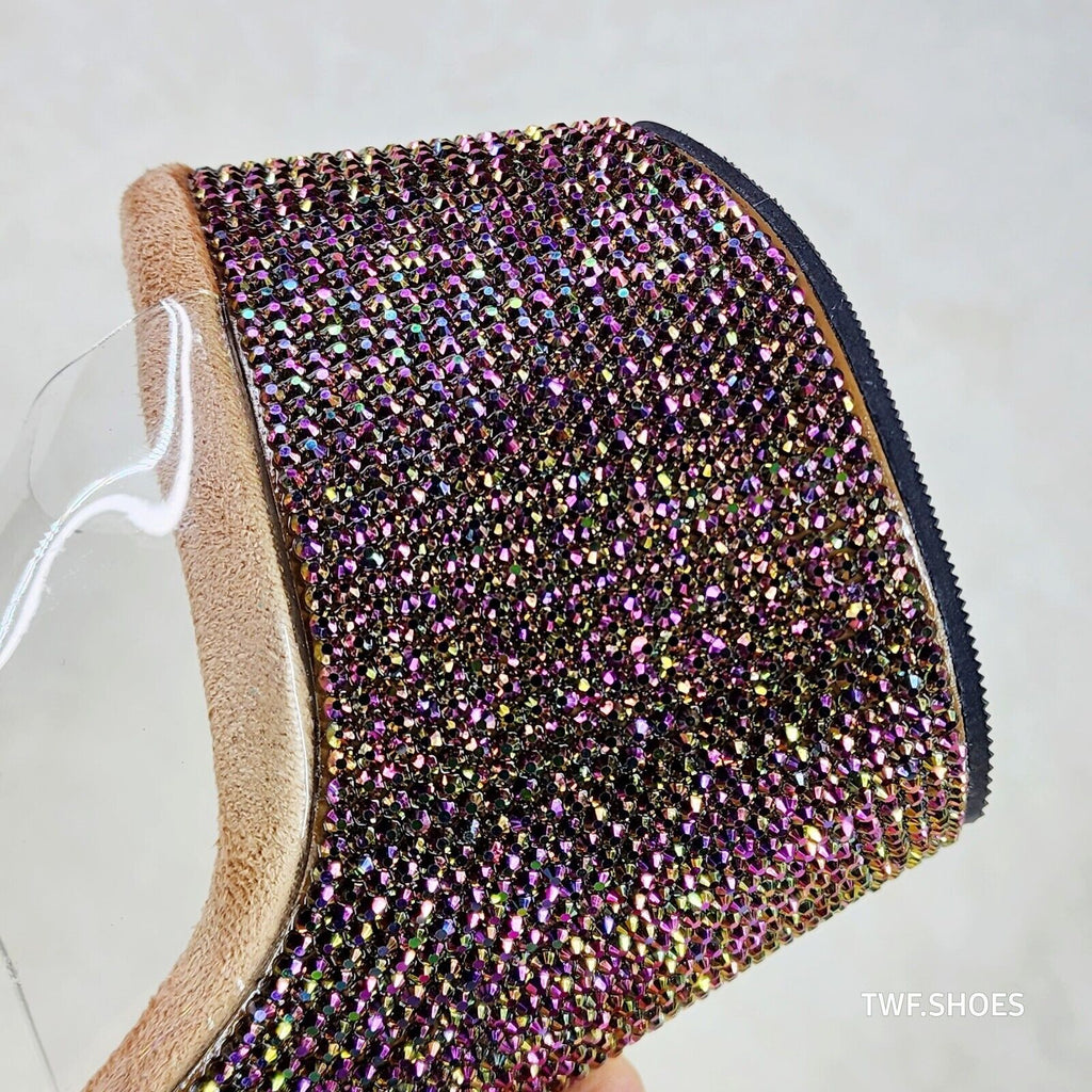 Bejeweled 712RS Bronze Purple Rhinestone Platform 7" Stiletto High Heel Shoes - Totally Wicked Footwear