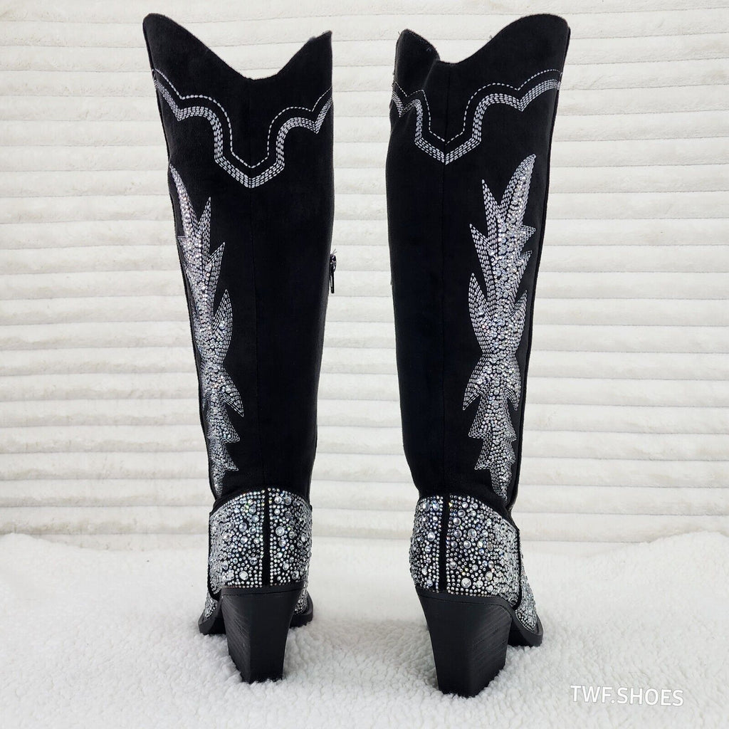 Cape Robbin Anniston Black With Rhinestones Glamour Western Cowgirl Boots - Totally Wicked Footwear