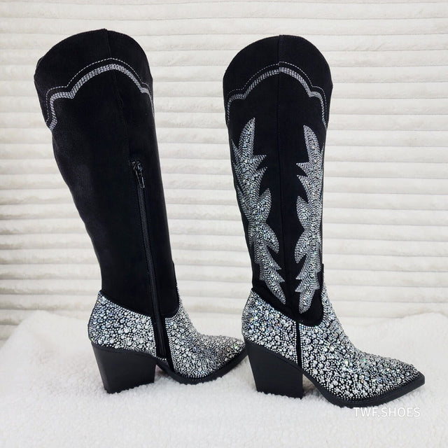 Cape Robbin Anniston Black With Rhinestones Glamour Western Cowgirl Boots - Totally Wicked Footwear