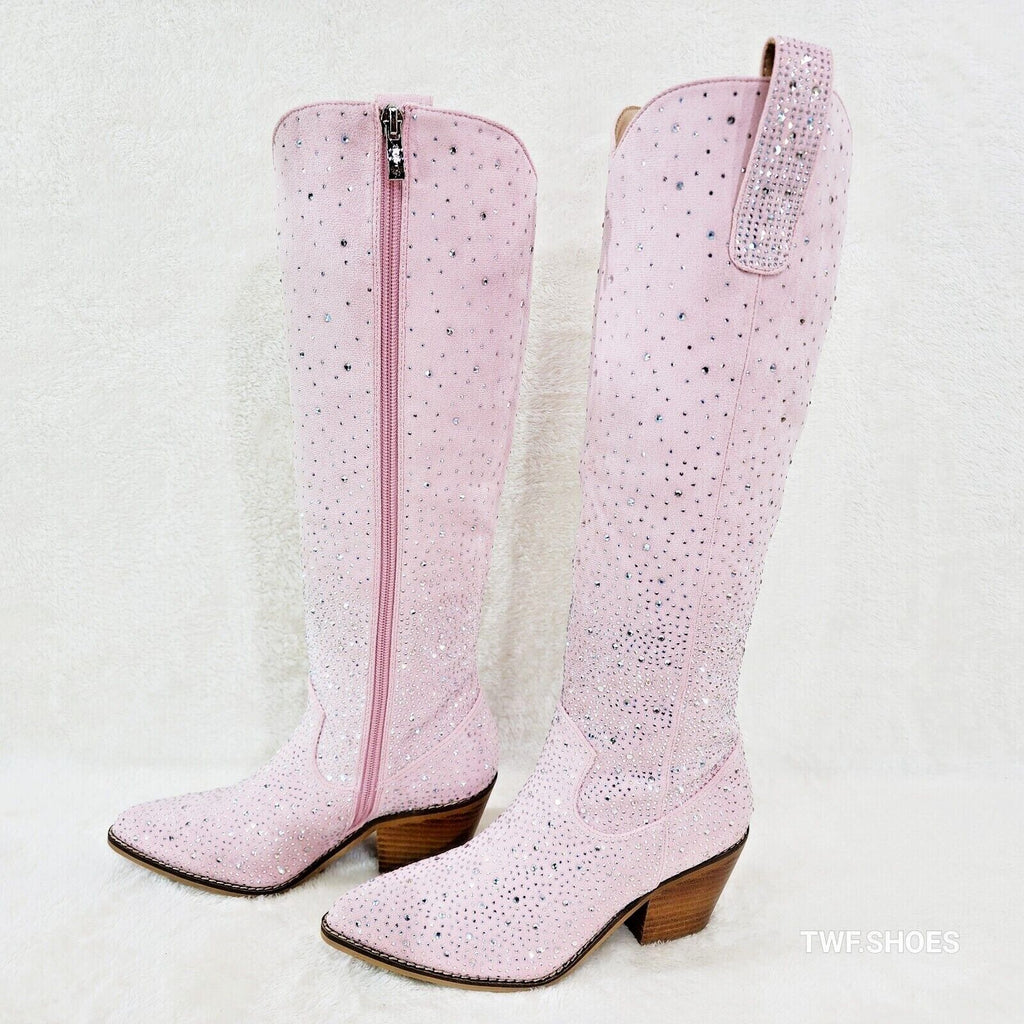 Wild Ones Glamour Cowboy Baby Light Pink Silver Rhinestone Cowgirl Boots - Totally Wicked Footwear