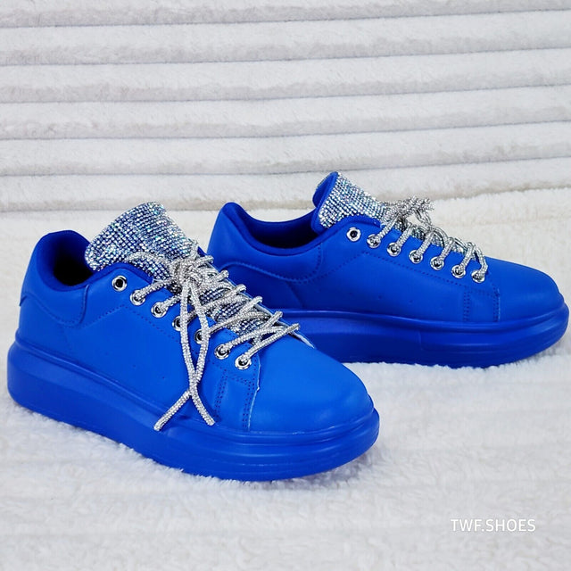 Comfy Cush 4 Brilliant Blue Rhinestone Fashion Sneakers Tennis Shoes - Totally Wicked Footwear