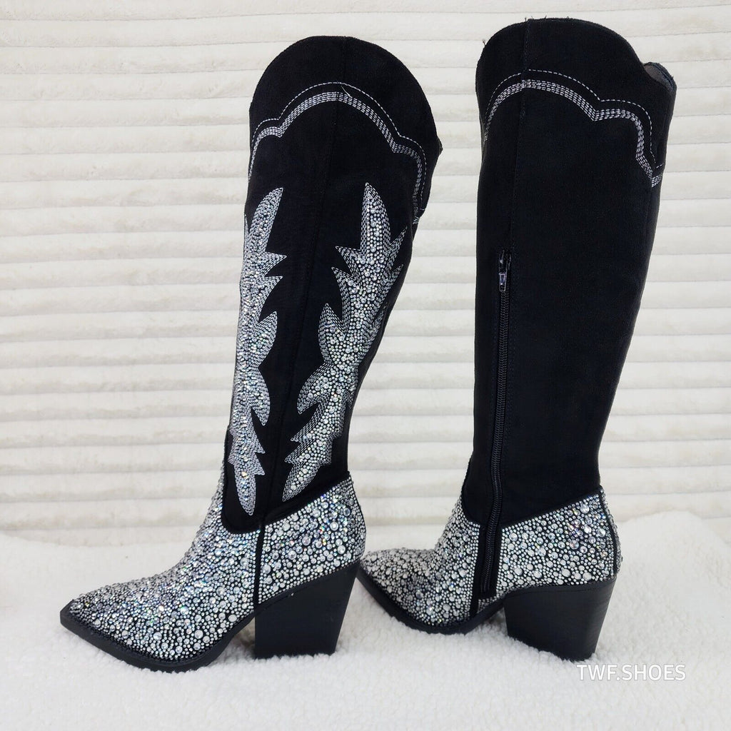 Cape Robbin Anniston Black With Rhinestones Glamour Western Cowgirl Boots - Totally Wicked Footwear