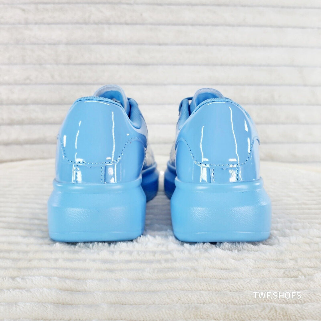 Cush Baby 3 Patent Baby Blue Comfy Sneakers Tennis Shoes - Totally Wicked Footwear