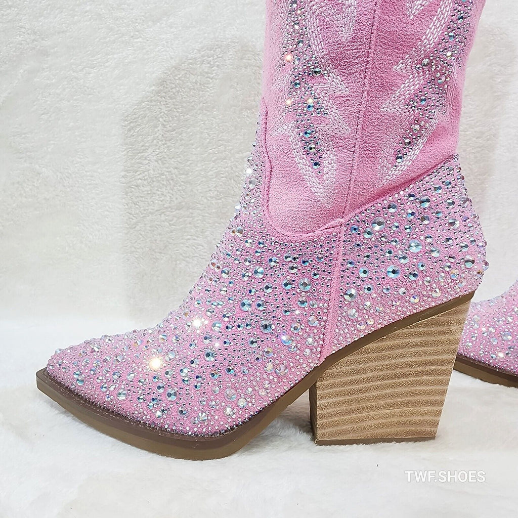 Murrey Bubble Gum Pink With Rhinestones Glamour Western Cowgirl Boots - Totally Wicked Footwear