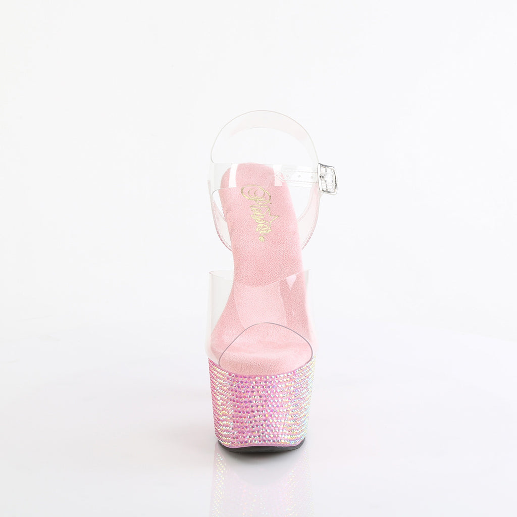 Bejeweled 708RRS Pink Iridescent Rhinestone 7" Platform Heels Pleaser Direct - Totally Wicked Footwear