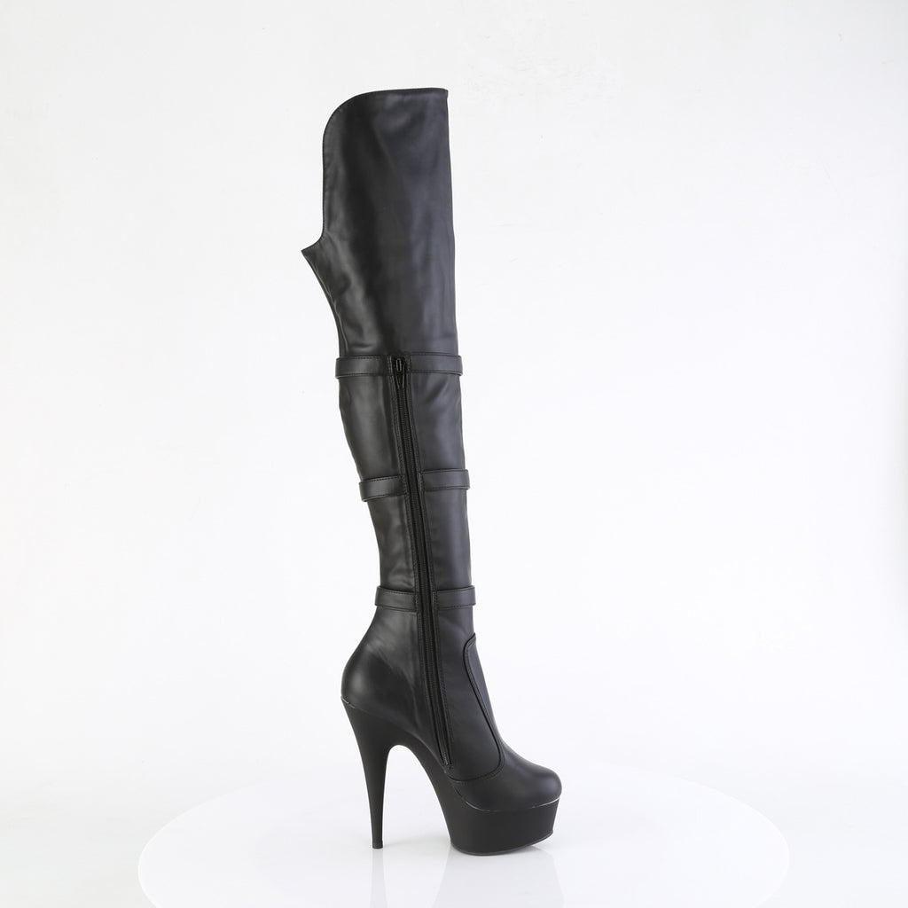 Delight 3018 Black Stretch Matte Platform OTK Boots - 6" High Heels -Direct - Totally Wicked Footwear