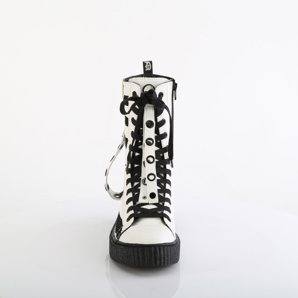 Sneeker 325 White High Top Ankle Creeper Unisex Sneaker - Demonia Direct - Totally Wicked Footwear