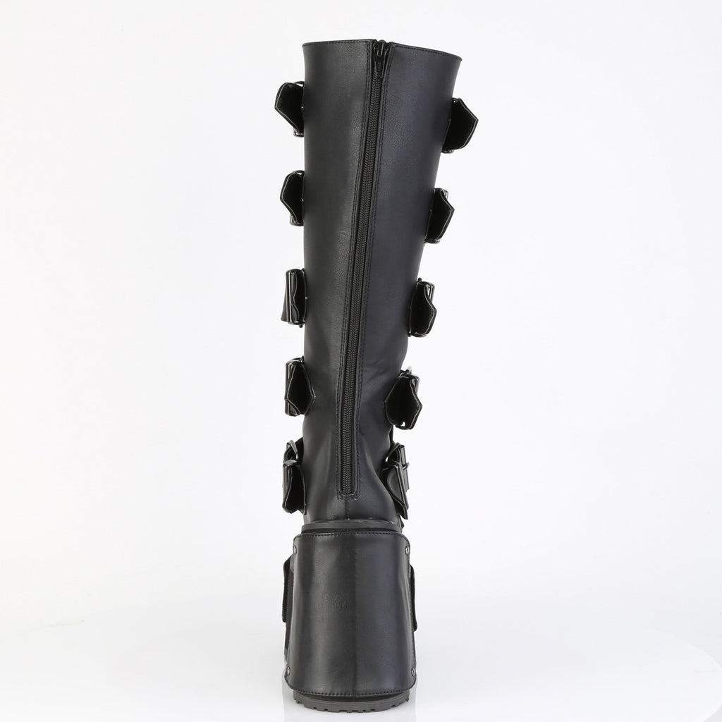 Transformer 800 Black Matte Flame Harness Panel Knee Boots - Demonia Direct - Totally Wicked Footwear