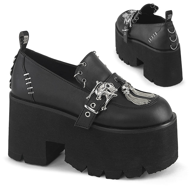 Ashes 038 Loafer Goth punk shoes - Demonia Direct - Totally Wicked Footwear