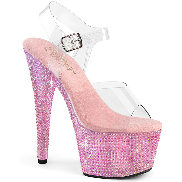 Bejeweled 708RRS Pink Iridescent Rhinestone 7" Platform Heels Pleaser Direct - Totally Wicked Footwear