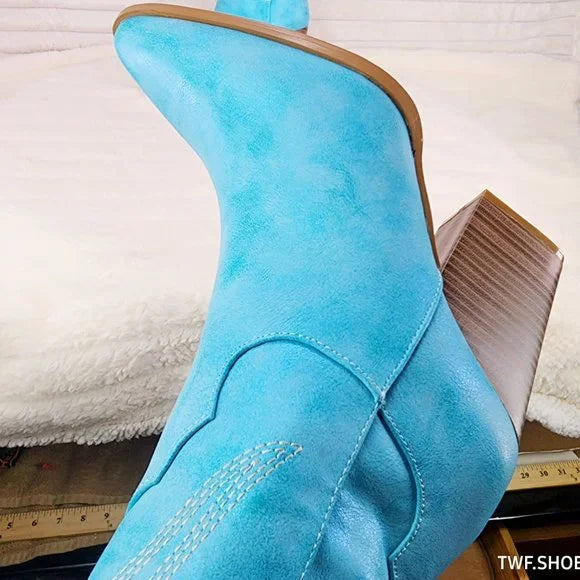 So Me Cruising Brushed Metallic Western Cowgirl Knee Boots Turquoise Blue - Totally Wicked Footwear