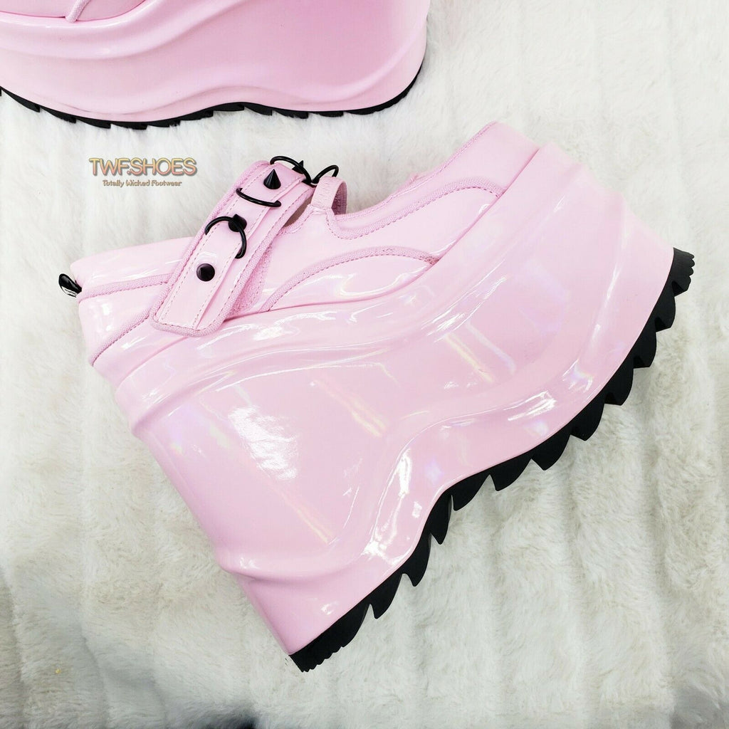 Wave 48- 6" Platform Pink Patent Goth Punk Mary Jane Shoes In House - Totally Wicked Footwear