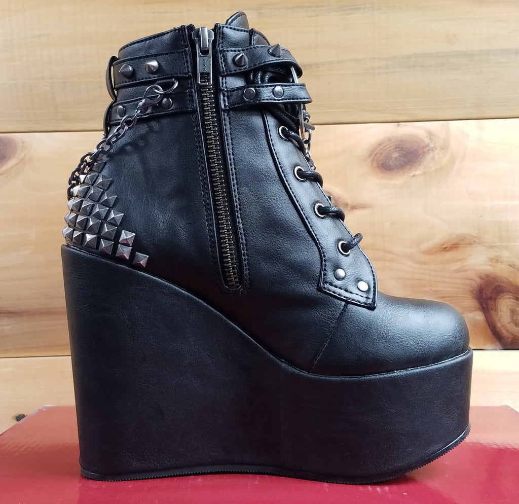 Poison 101 Goth Punk Platform Ankle Boot 5" Wedge - Totally Wicked Footwear