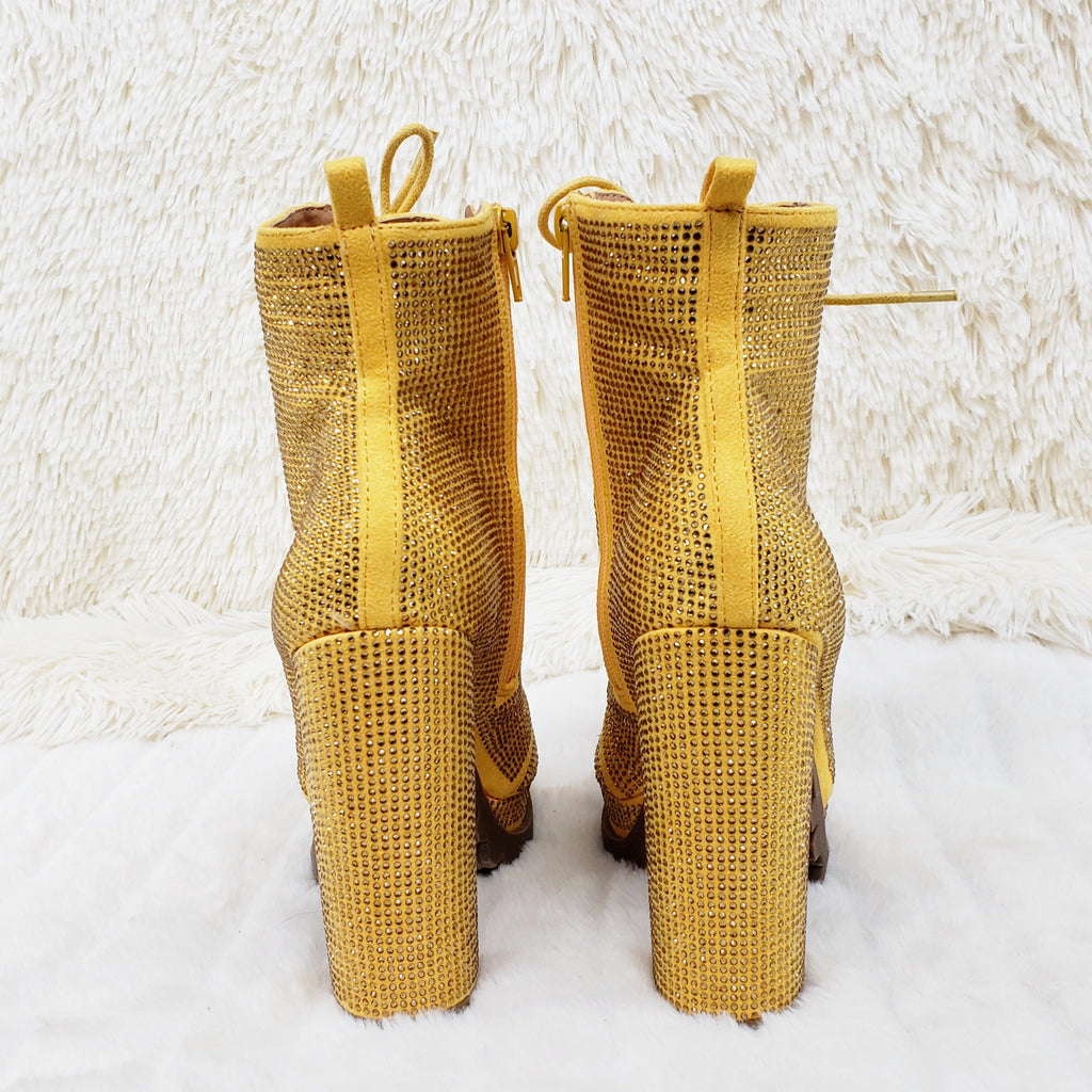 Wild Diva Vivian 15 Rhinestone Ankle Boots Yellow Gold - Totally Wicked Footwear