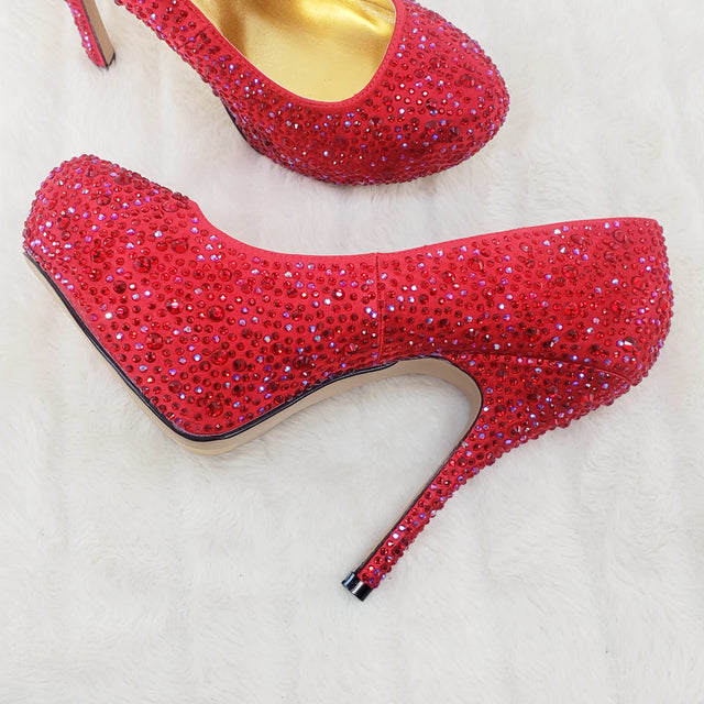 Felicity 20 Red Satin Rhinestone Pumps - Totally Wicked Footwear