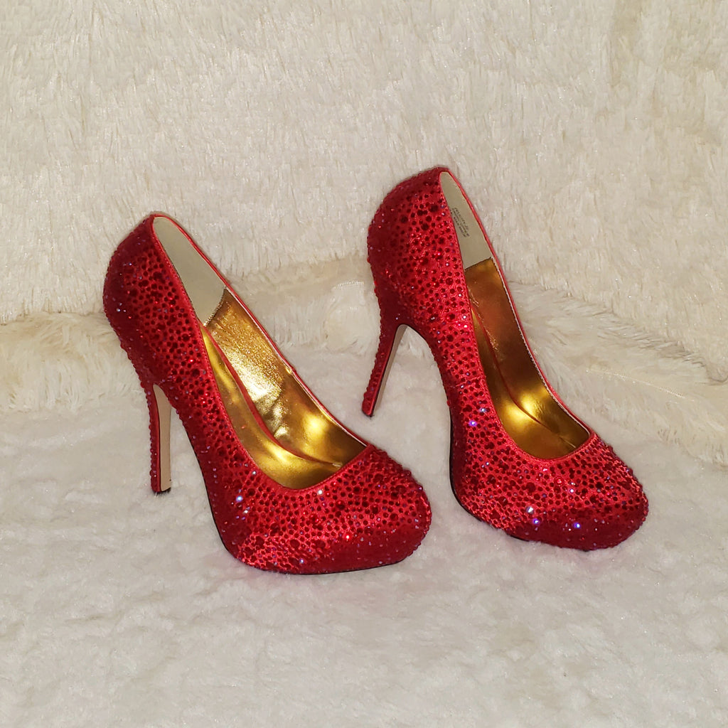 Felicity 20 Red Satin Rhinestone Pumps - Totally Wicked Footwear