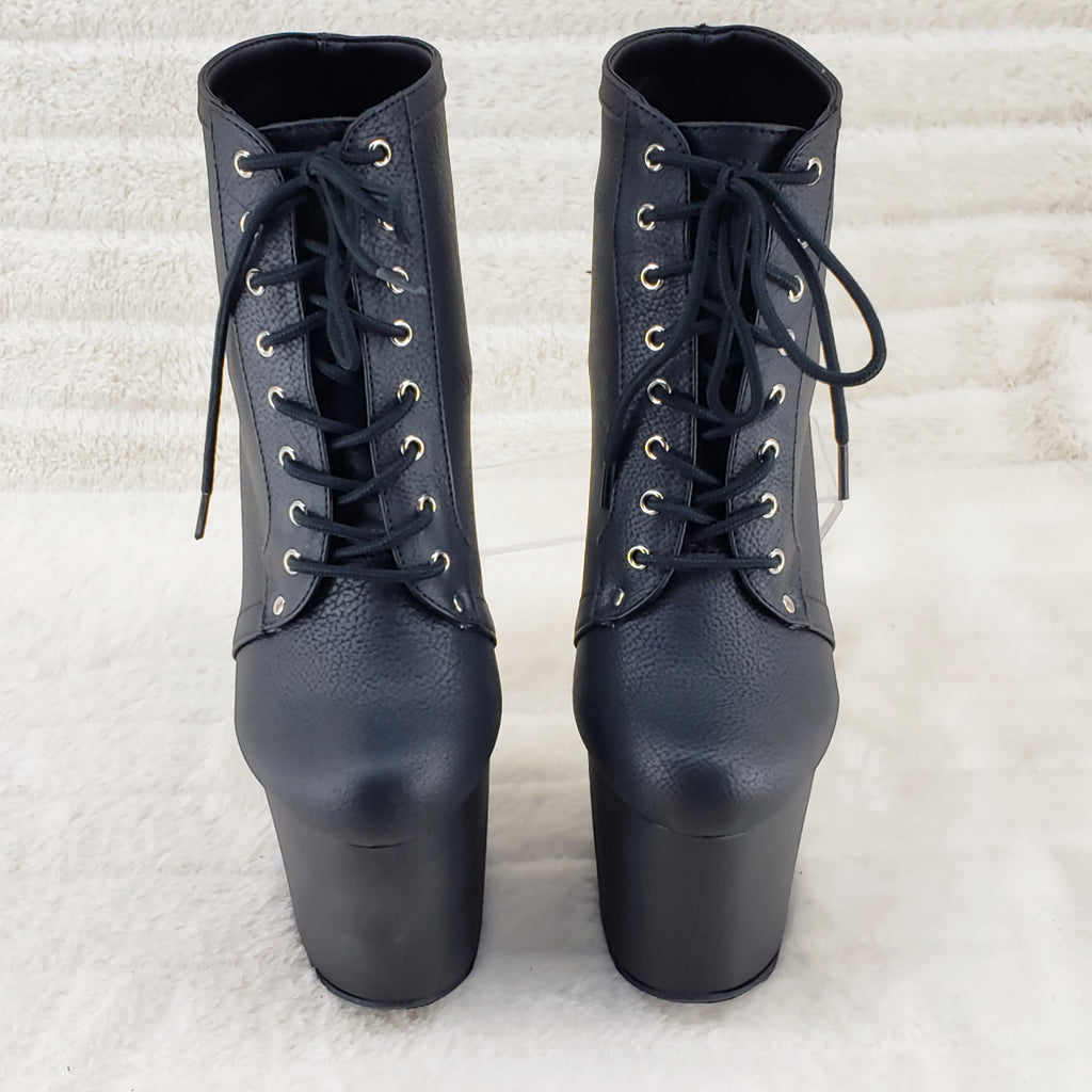 Fearless 700-28 Black Matte 7" Spiked Stud High Heel Platform Ankle Boots - Totally Wicked Footwear