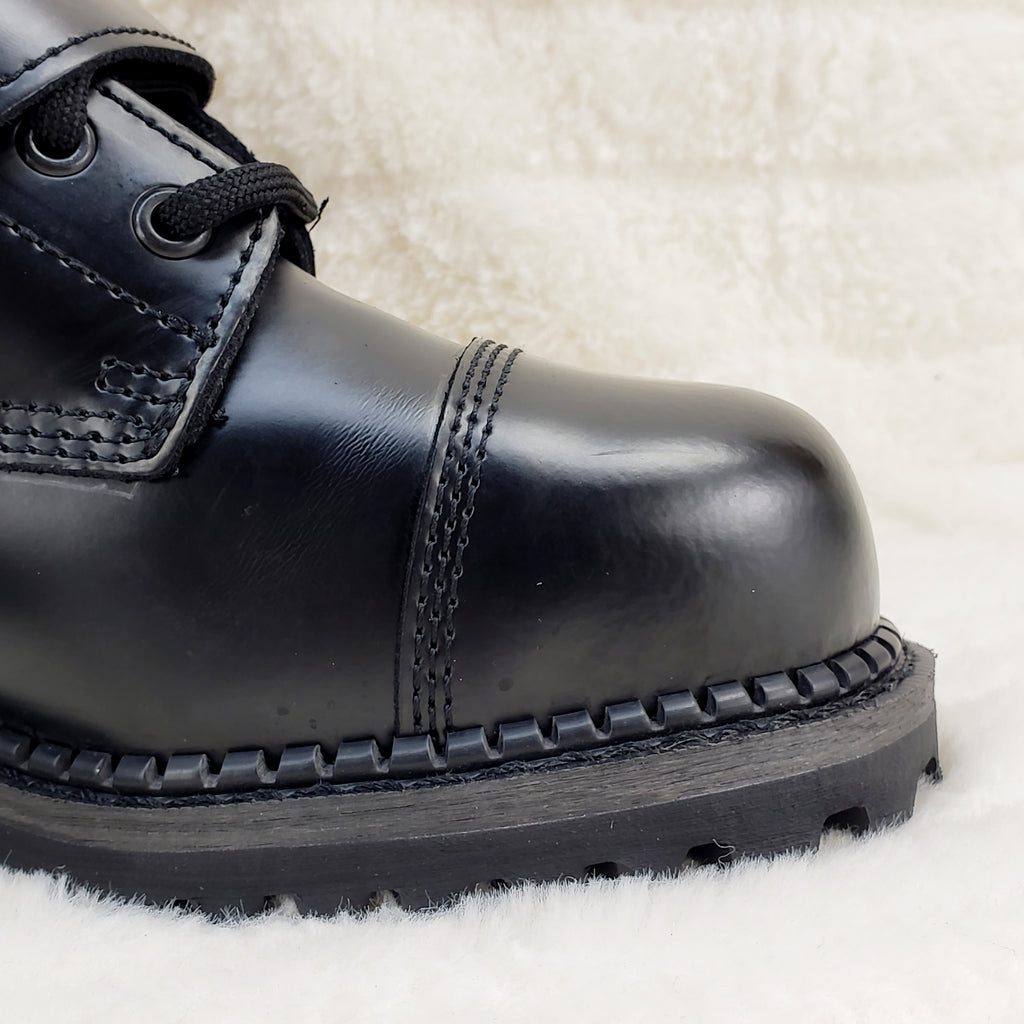 Riot 18 Goth Combat Biker Steel Toe Knee Boots Black LEATHER Men Size 5-14 NY - Totally Wicked Footwear