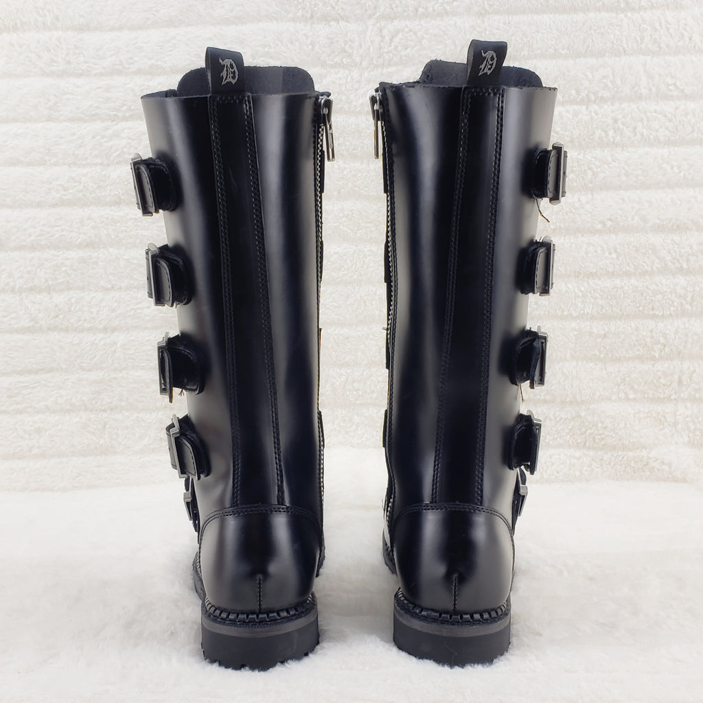 Riot 18 Goth Combat Biker Steel Toe Knee Boots Black LEATHER Men Size 5-14 NY - Totally Wicked Footwear