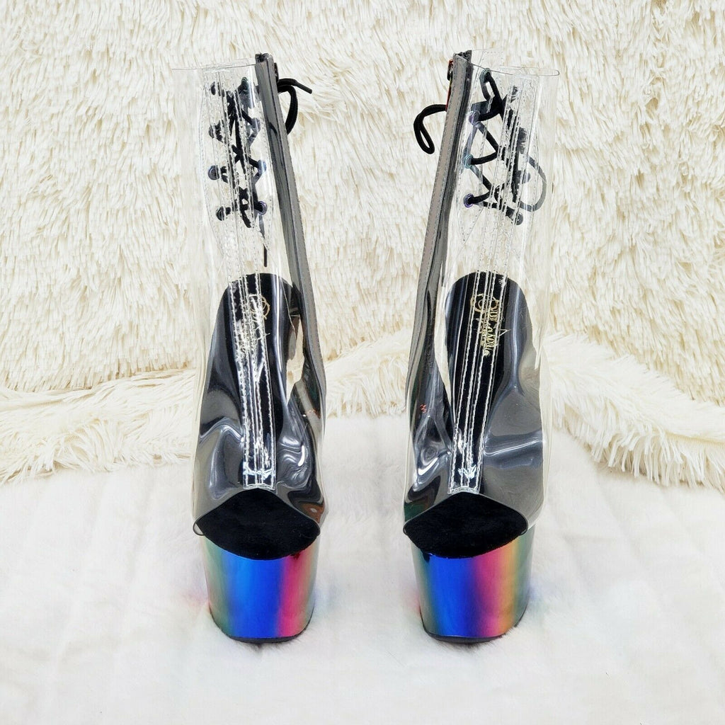 Adore 1018RC Rainbow Chromed 7" Platform Heel Ankle Boots US Size 7 NY - Totally Wicked Footwear