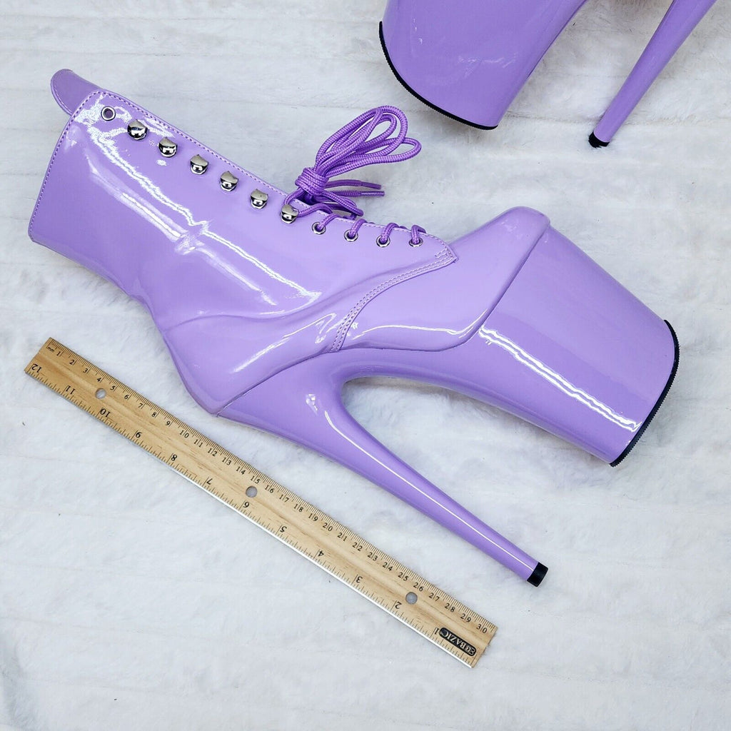 Flamingo 1020 Lilac Purple Patent 8" Heel Platform Ankle Boots US 6-12 NY - Totally Wicked Footwear